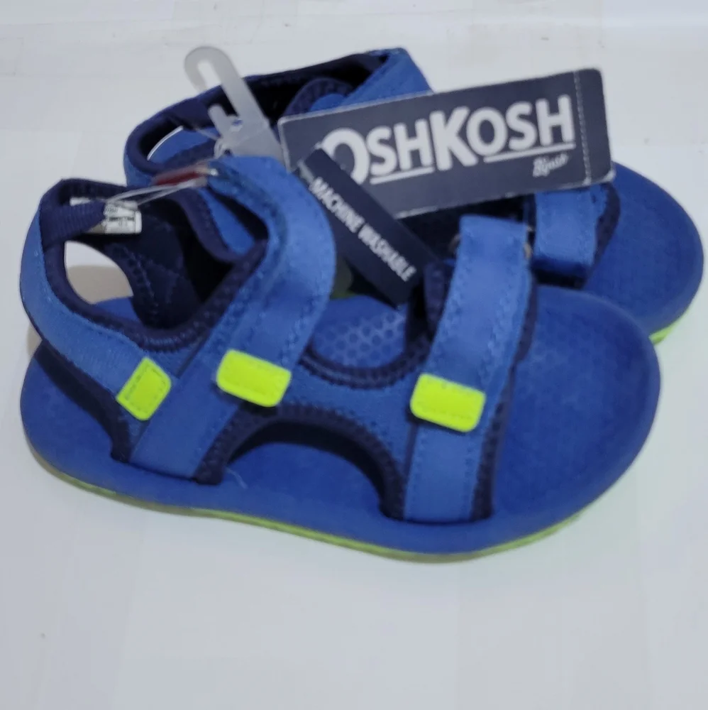OshKosh B'gosh Boys Blue Hook & Loop Sport‎ Sandals - Machine Washable
